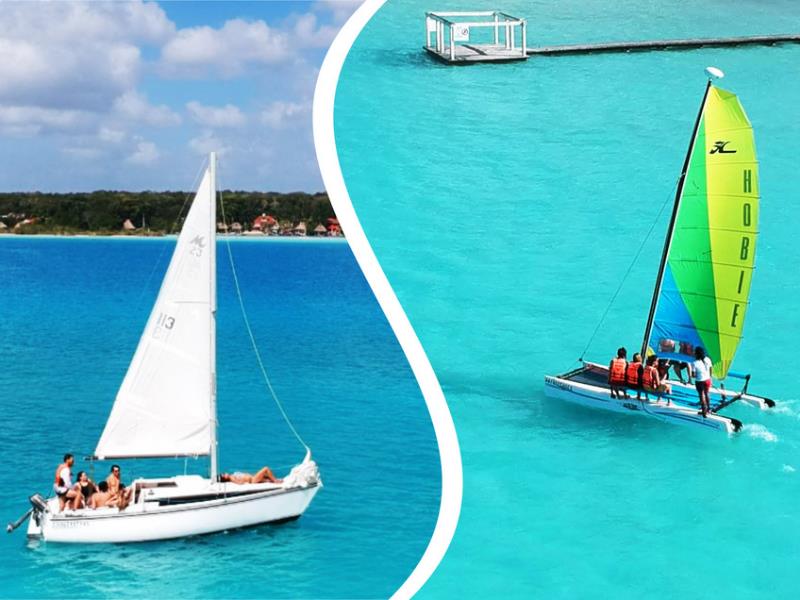 Paseo en Velero o Catamará en Laguna Bacalar, Cancun Yates en Renta